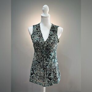 Cream Daisy Fuentes Sleeveless Gathered Blouse Size S EUC